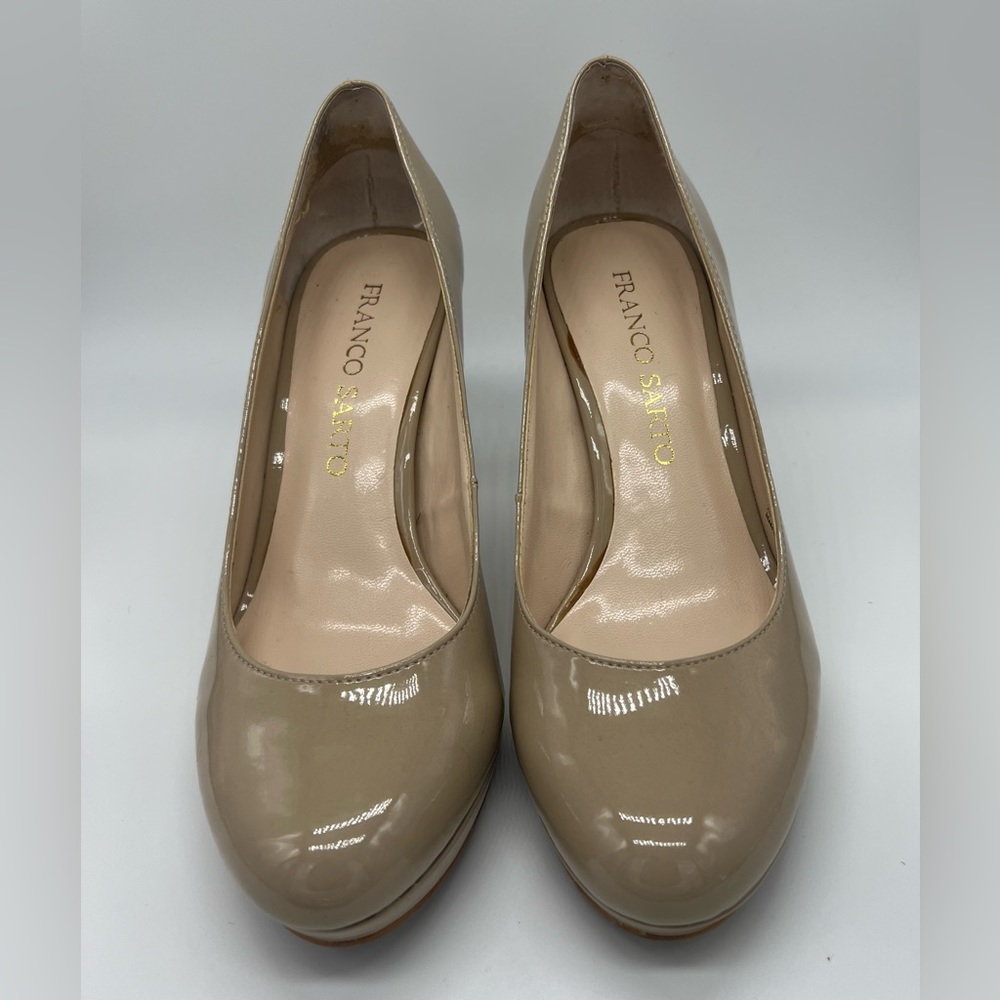 Franco Sarto Patent Leather platform Pump, 6M nude color,